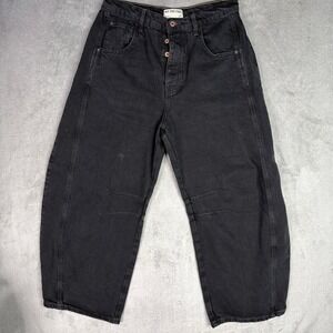 WE THE FREE Black Denim Wide Leg Crop Jeans Size 29